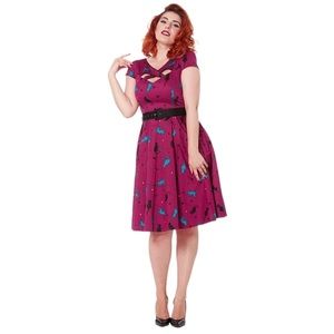 NWT Voodoo Vixen RARE Charlotte Cats on Wires dress Size XL Missing Belt